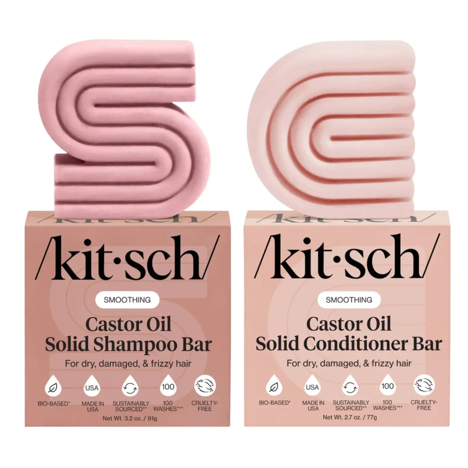 Smoothing Castor Oil Nourishing Shampoo & Conditioner Bar Set Haarpflege-Routinen & Sets|Shampoo