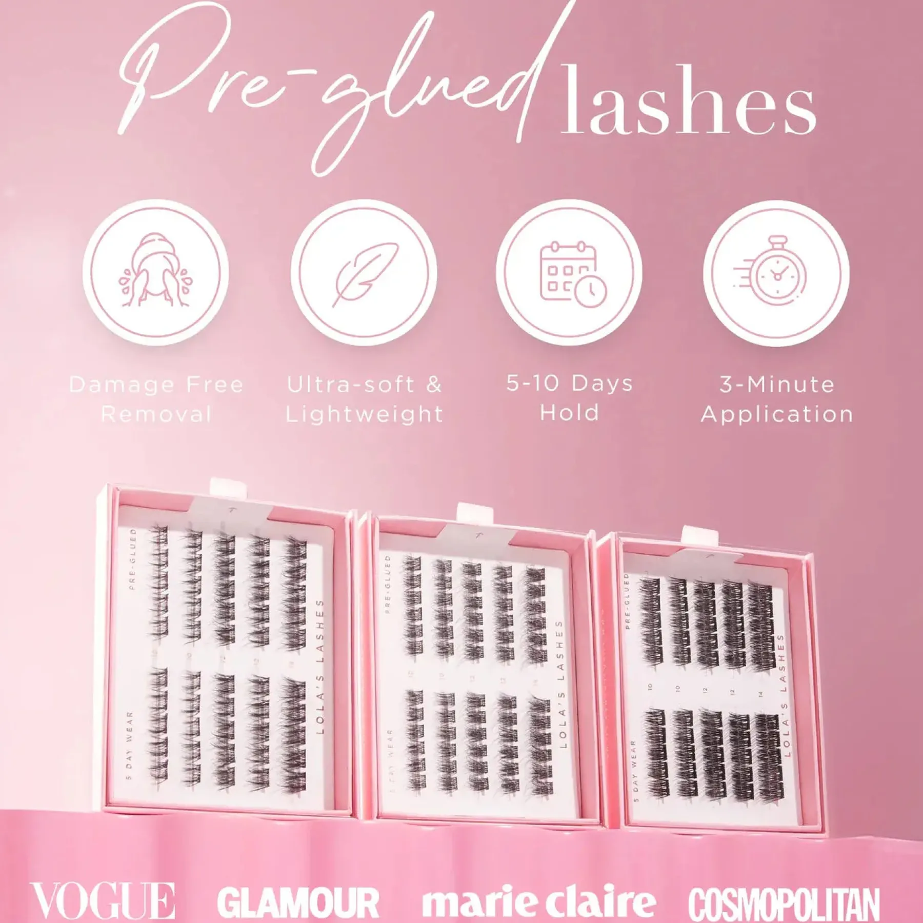 Clearance Soft Definition Single Length Pre-glued Lashes 12 mm Medium Künstliche Wimpern