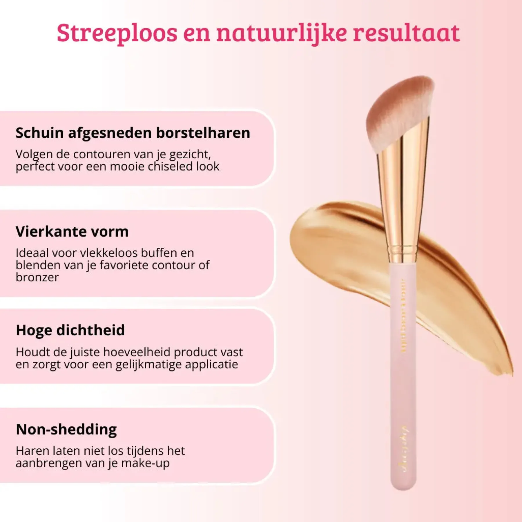 Best Soft Pink & Gold Angled Contour & Bronzer Brush Konturieren|Kontur Pinsel
