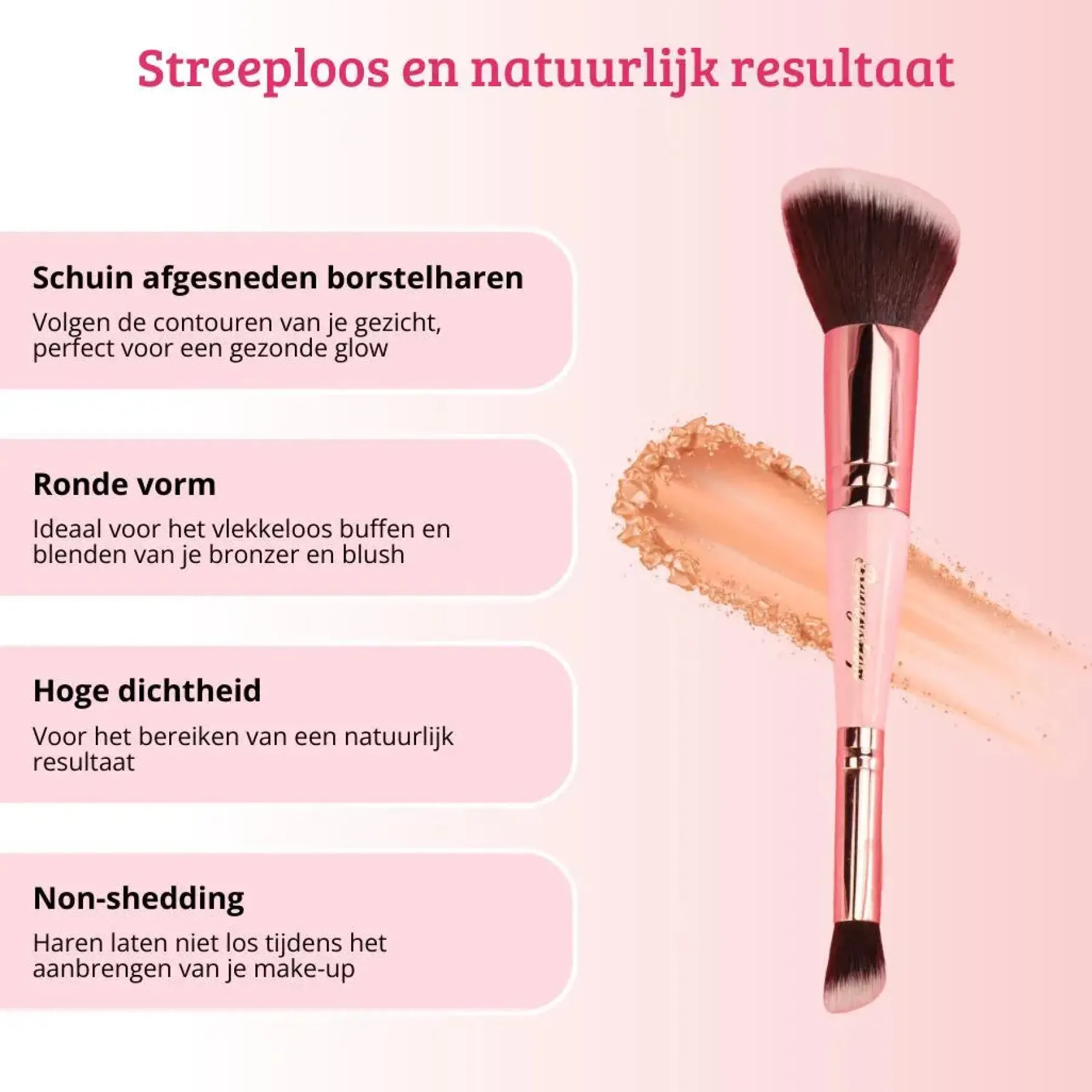 New Soft Pink & Gold Bronzer & Blush Blending Brush Tön Mehr|Rouge Pinsel
