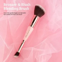 New Soft Pink & Gold Bronzer & Blush Blending Brush Tön Mehr|Rouge Pinsel