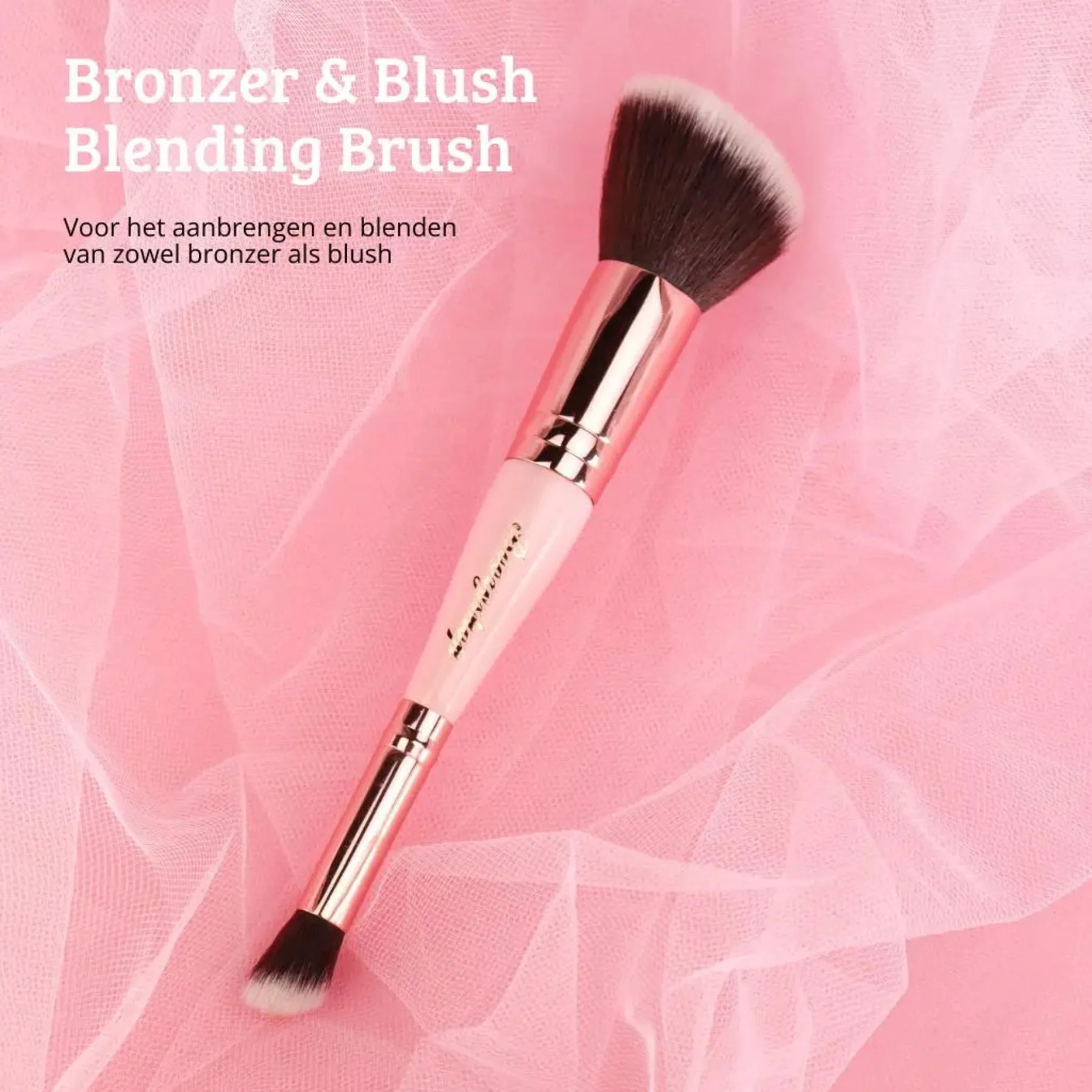 New Soft Pink & Gold Bronzer & Blush Blending Brush Tön Mehr|Rouge Pinsel