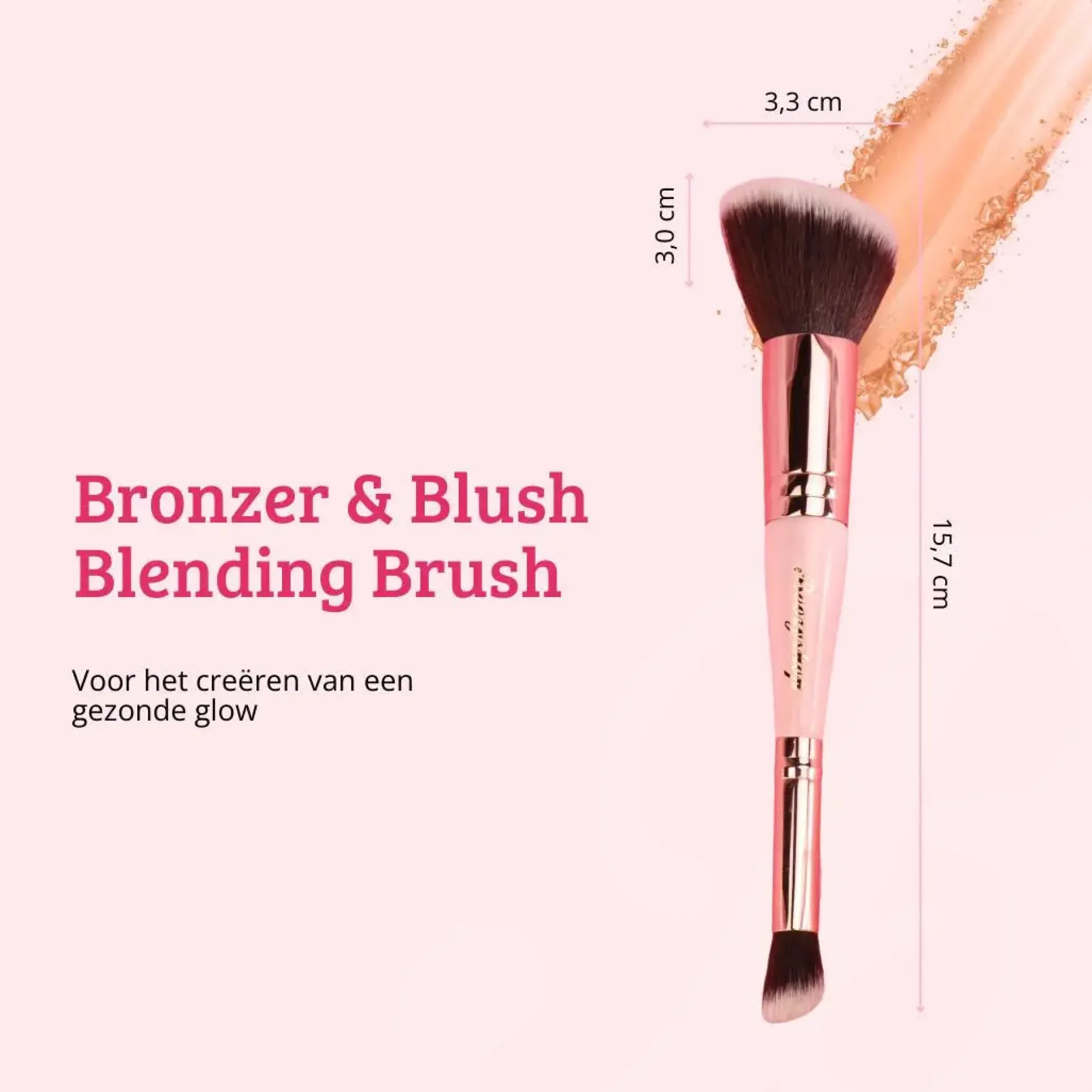 New Soft Pink & Gold Bronzer & Blush Blending Brush Tön Mehr|Rouge Pinsel