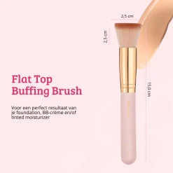 New Soft Pink & Gold Flat Top Buffing Brush Foundation|Tön Mehr