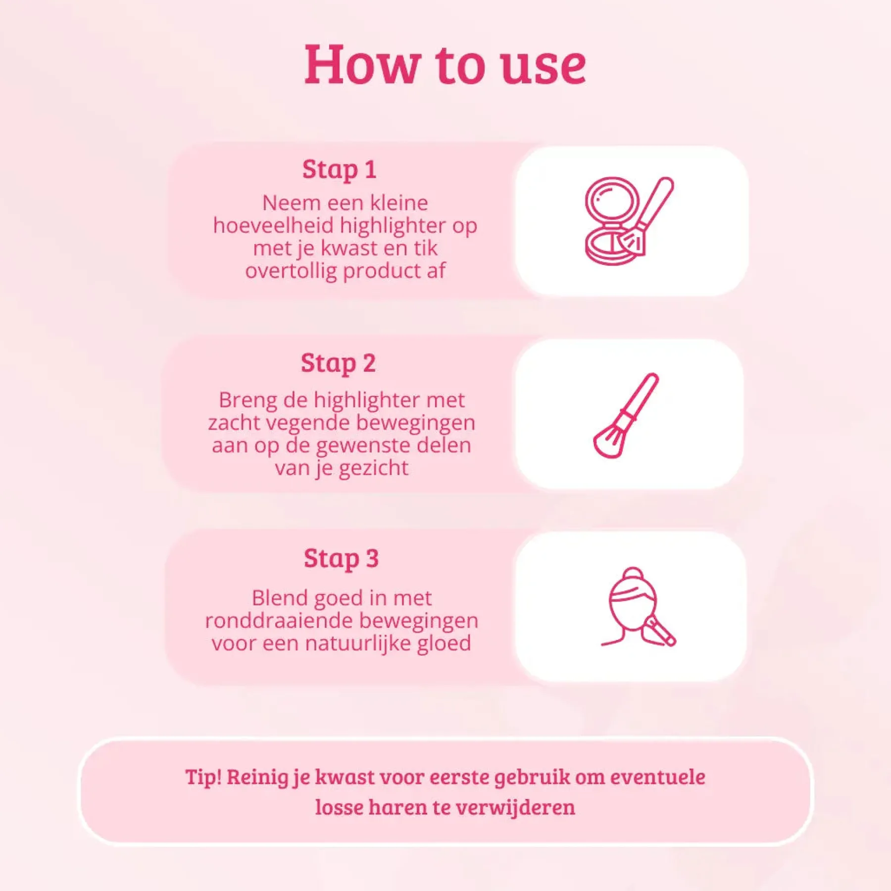 Hot Soft Pink & Gold Highlighter Brush Tön Mehr|Highlighter