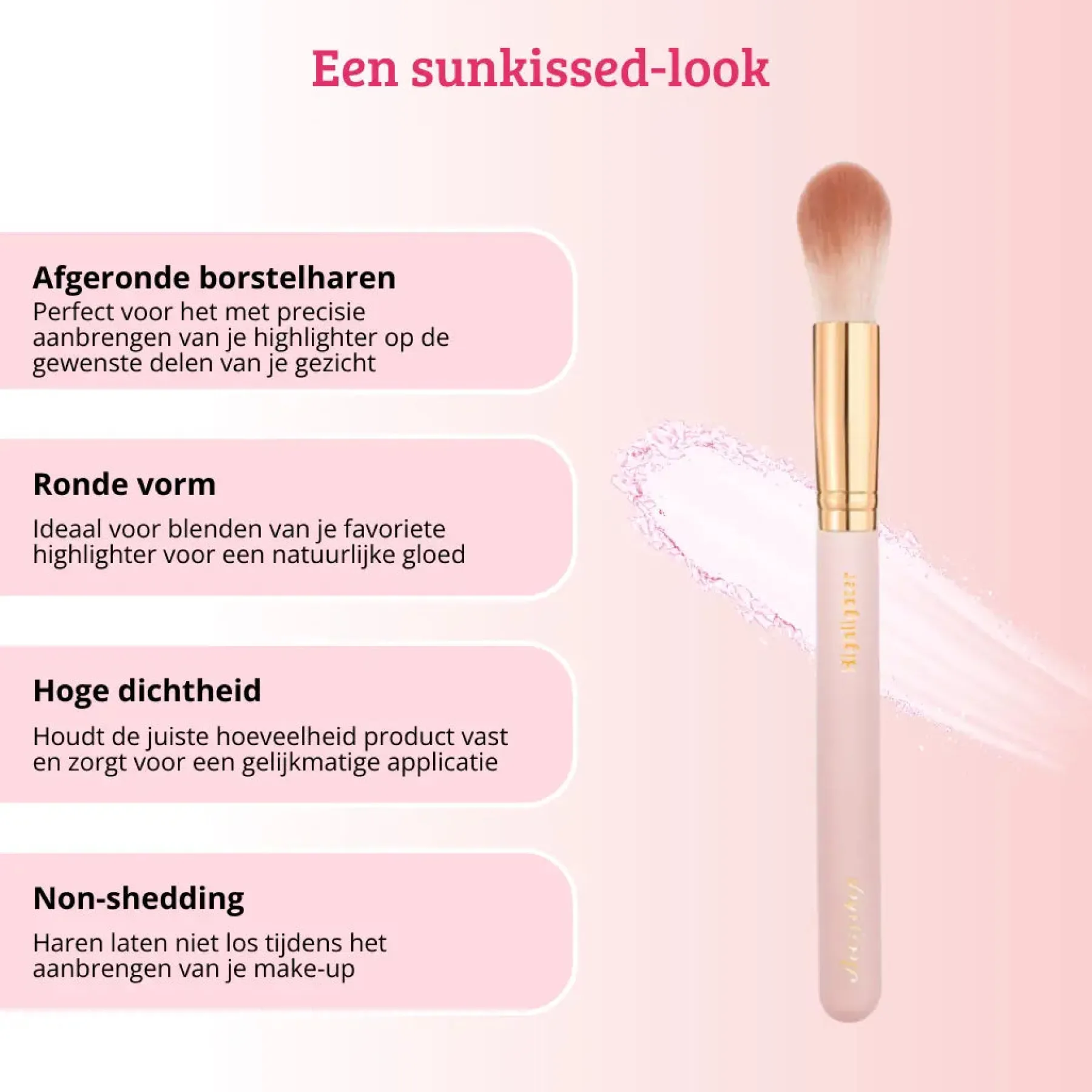 Hot Soft Pink & Gold Highlighter Brush Tön Mehr|Highlighter