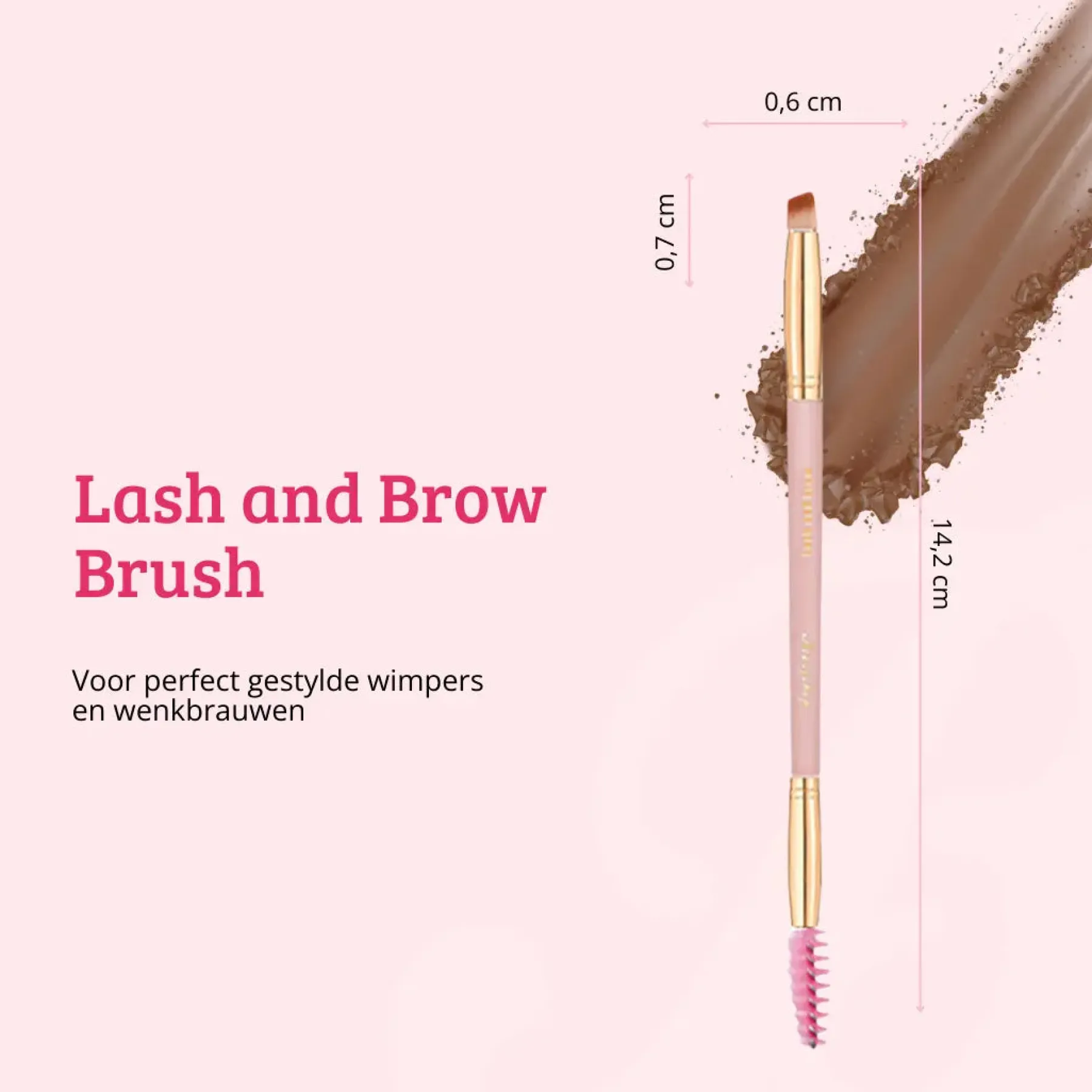 New Soft Pink & Gold Lash and Brow Brush Tön Mehr