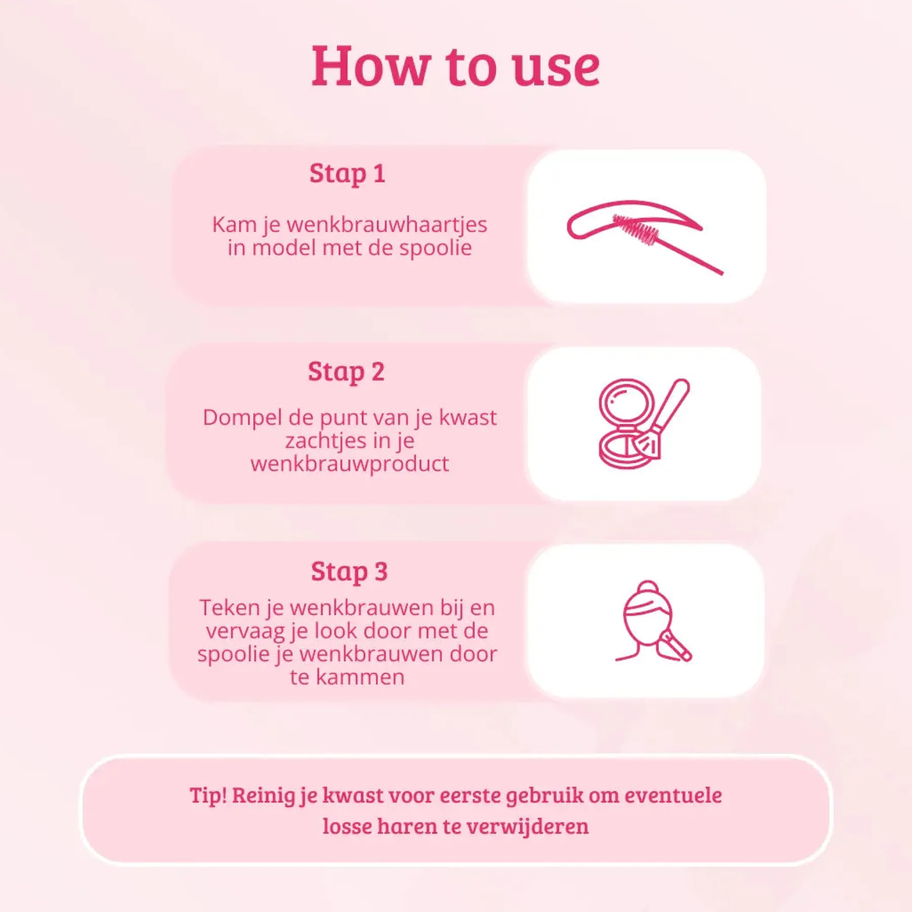 New Soft Pink & Gold Lash and Brow Brush Tön Mehr