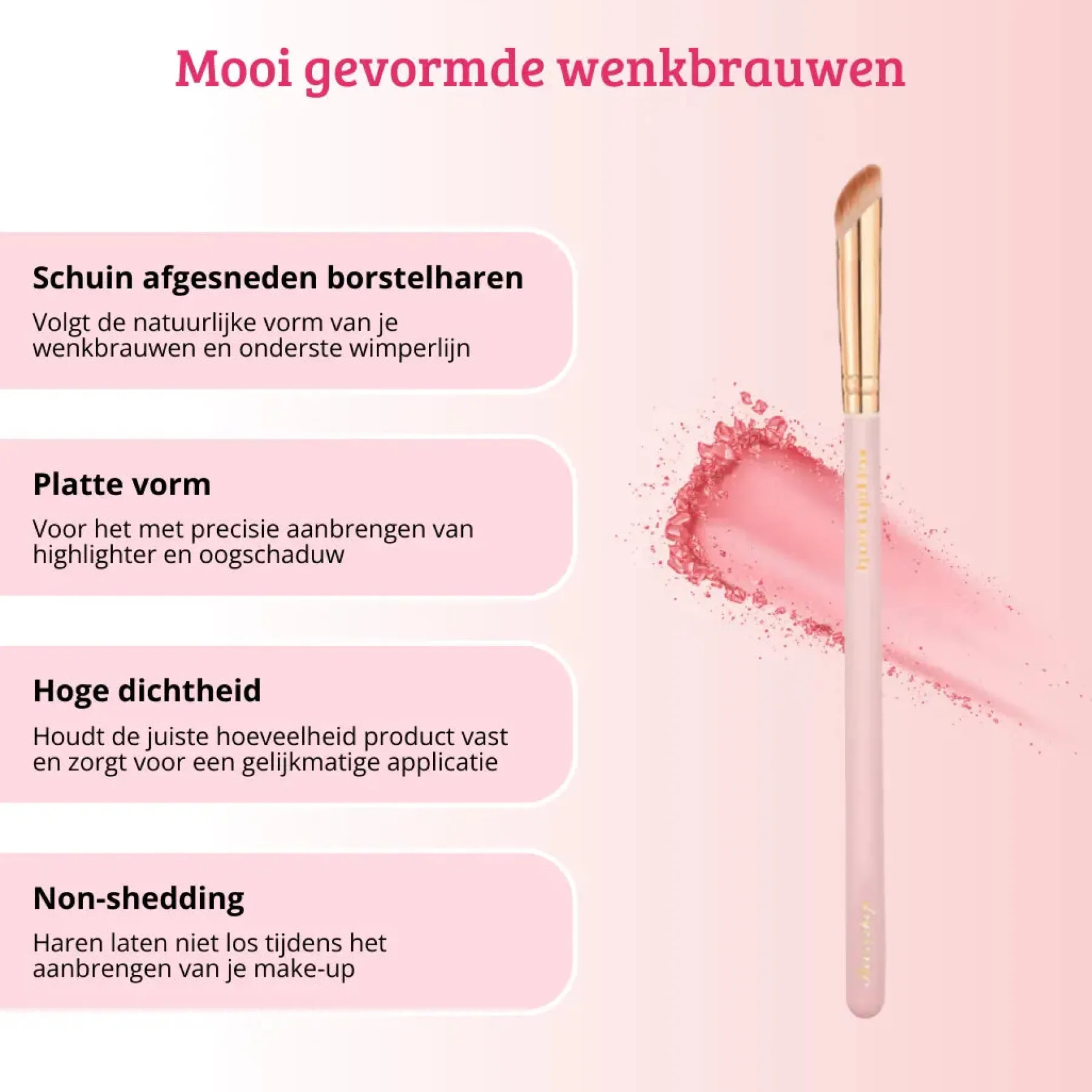 Best Soft Pink & Gold Rounded Angled Brow & Liner Brush Tön Mehr