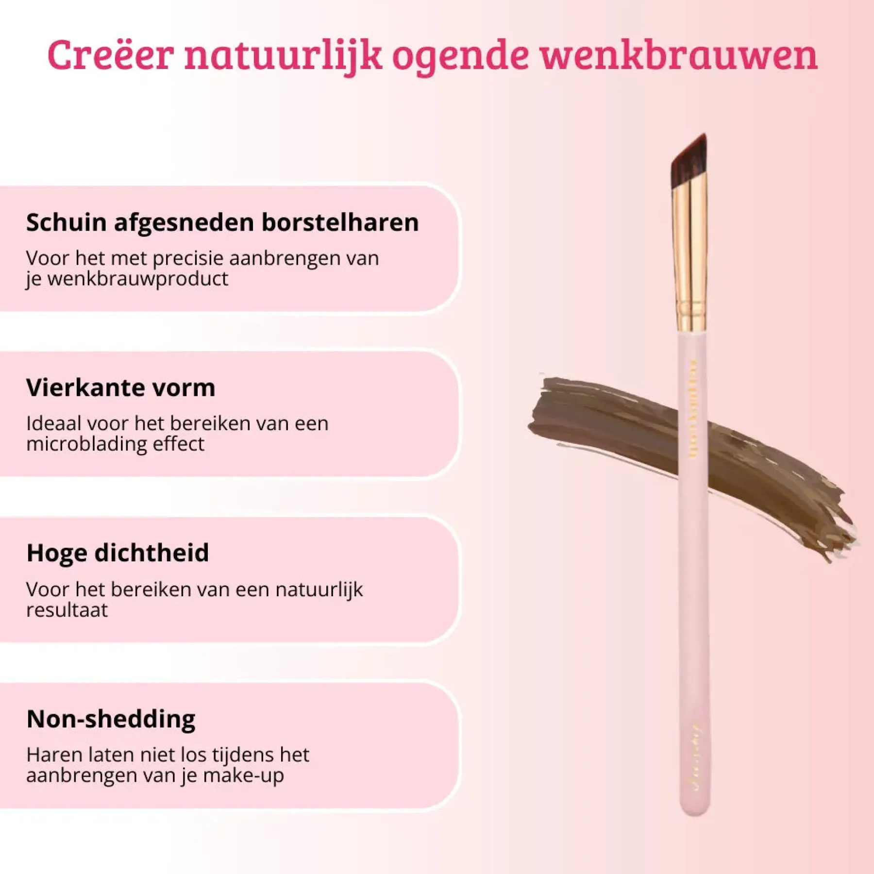 New Soft Pink & Gold Square Angled Brow Brush Tön Mehr