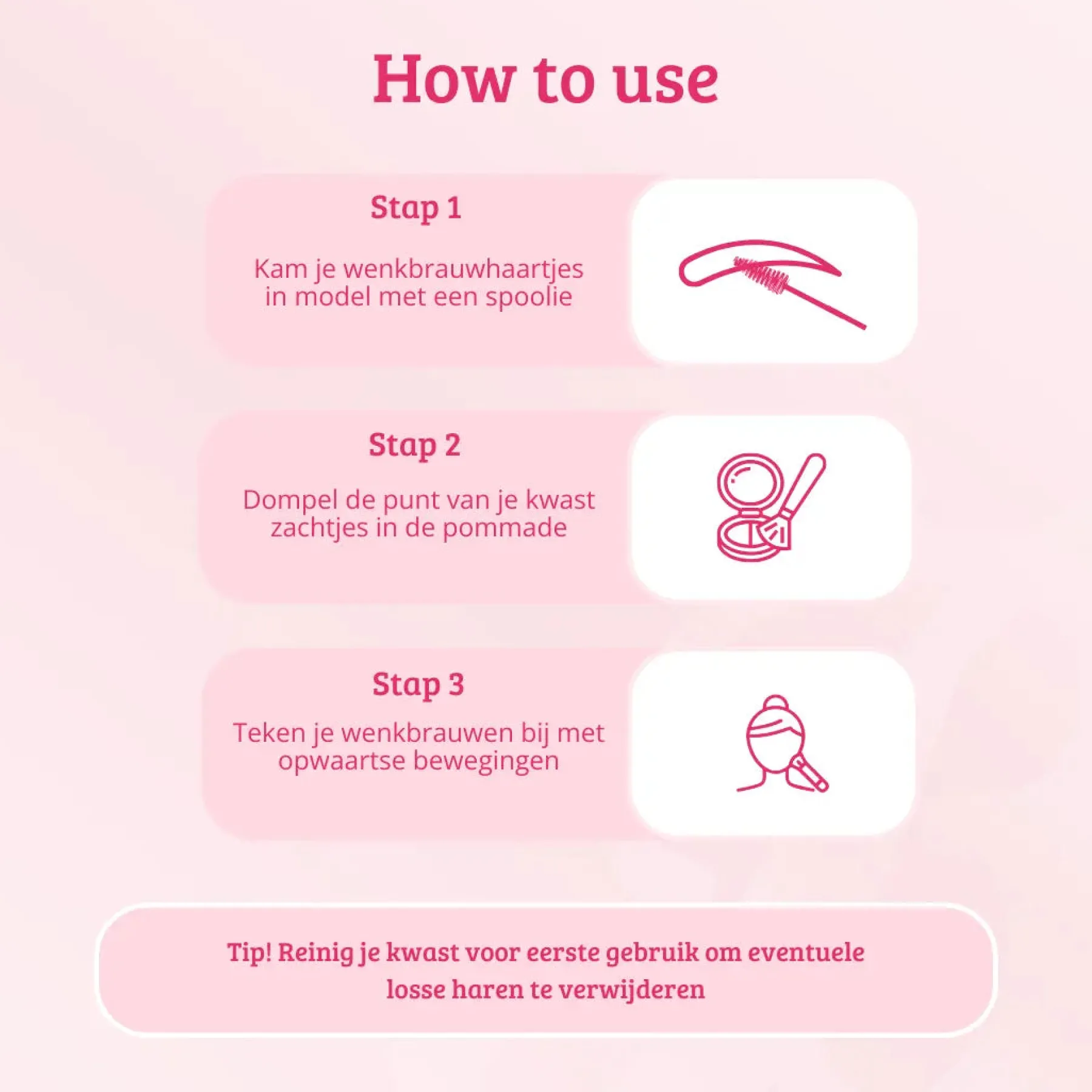 New Soft Pink & Gold Square Angled Brow Brush Tön Mehr