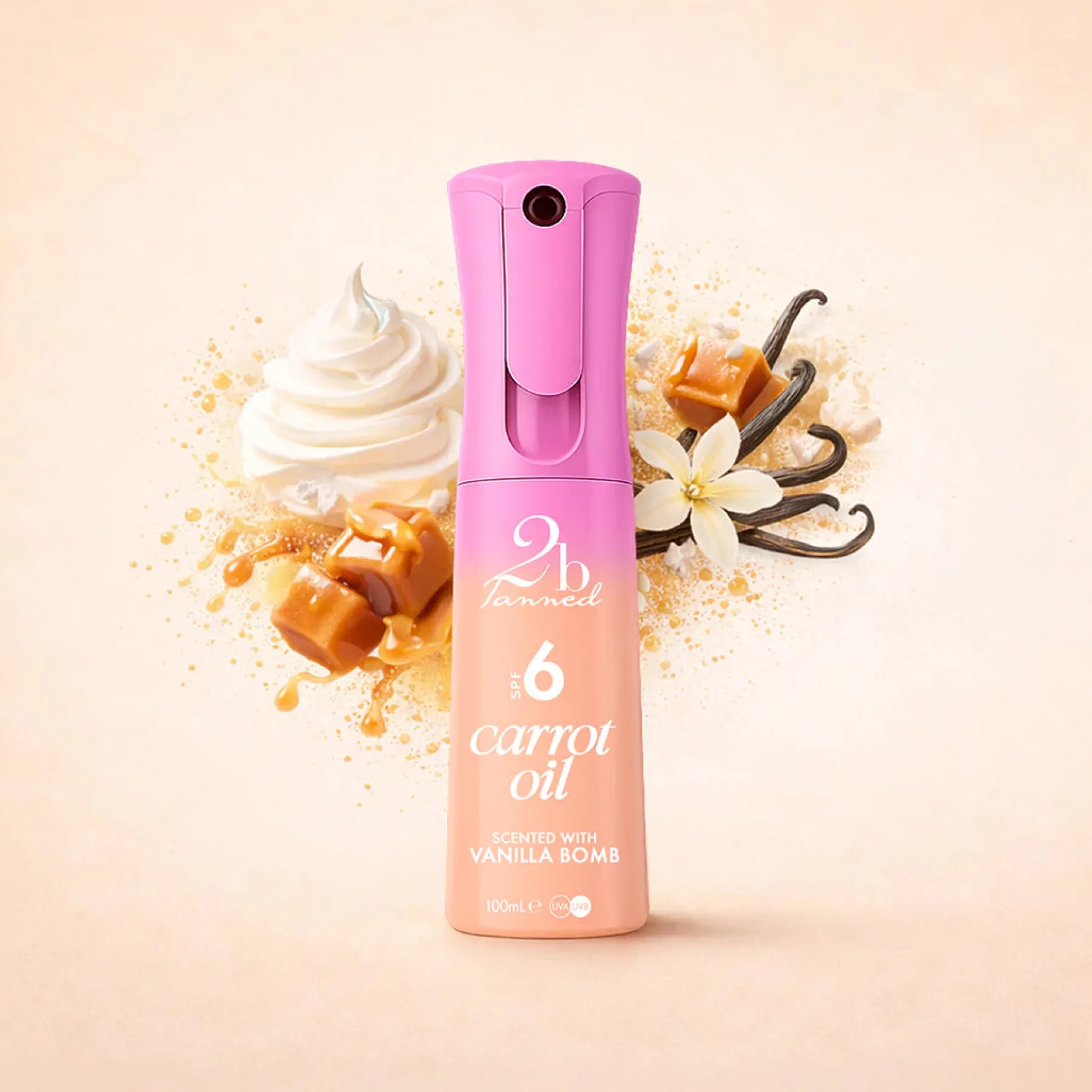 New SPF 6 Carrot Oil Vanilla Bomb Tanning Spray|Vegan Tanning