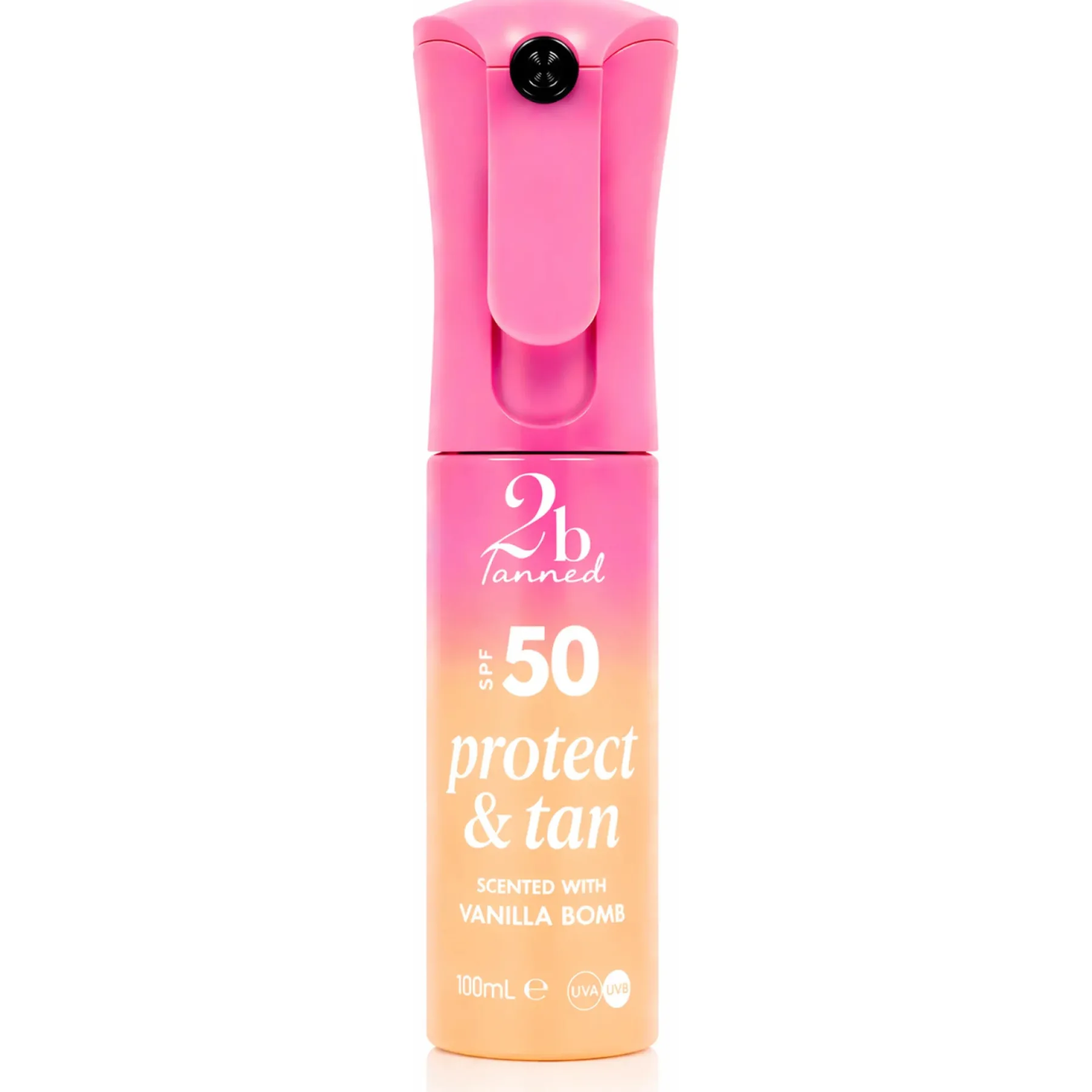 SPF50 Protect & Tan Dry Mist Vanilla Bomb Tanning Spray|Vegan Tanning