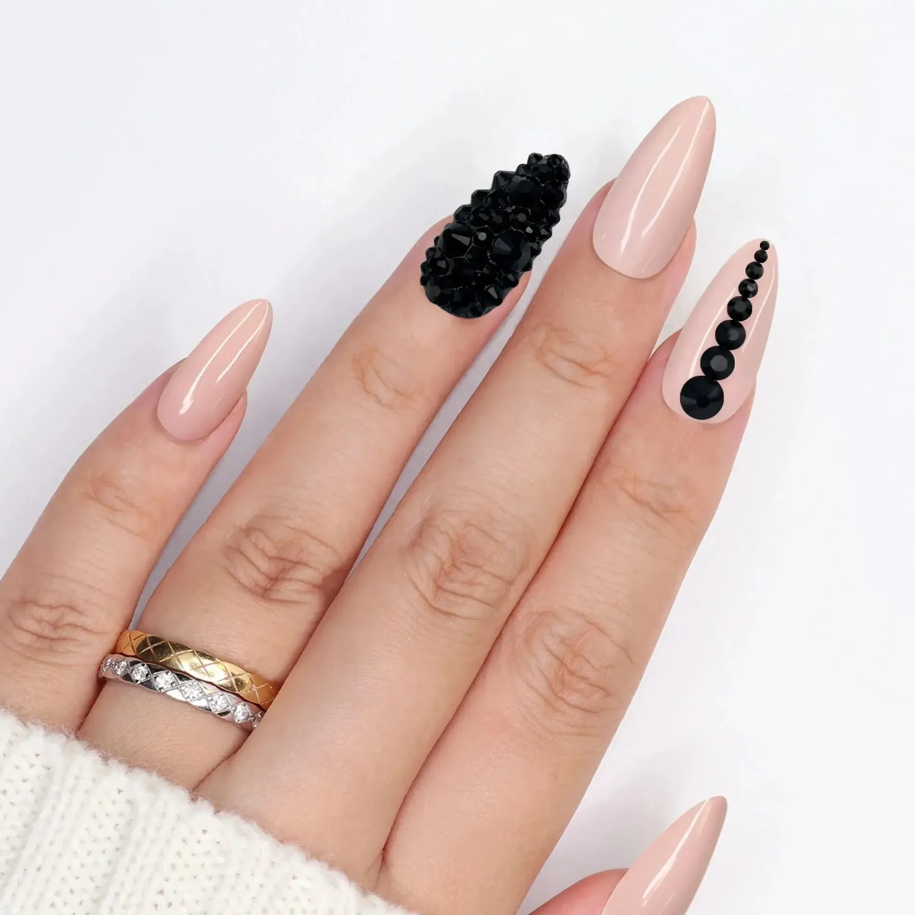 Clearance Twinkle Twinkle Rhinestone Jet Black Nagelkunst
