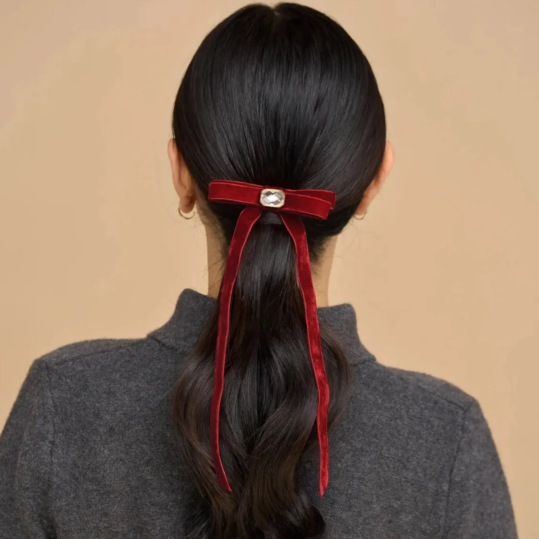 New Velvet & Gemstone Bow Hair Clip Haarspangen & -Clips