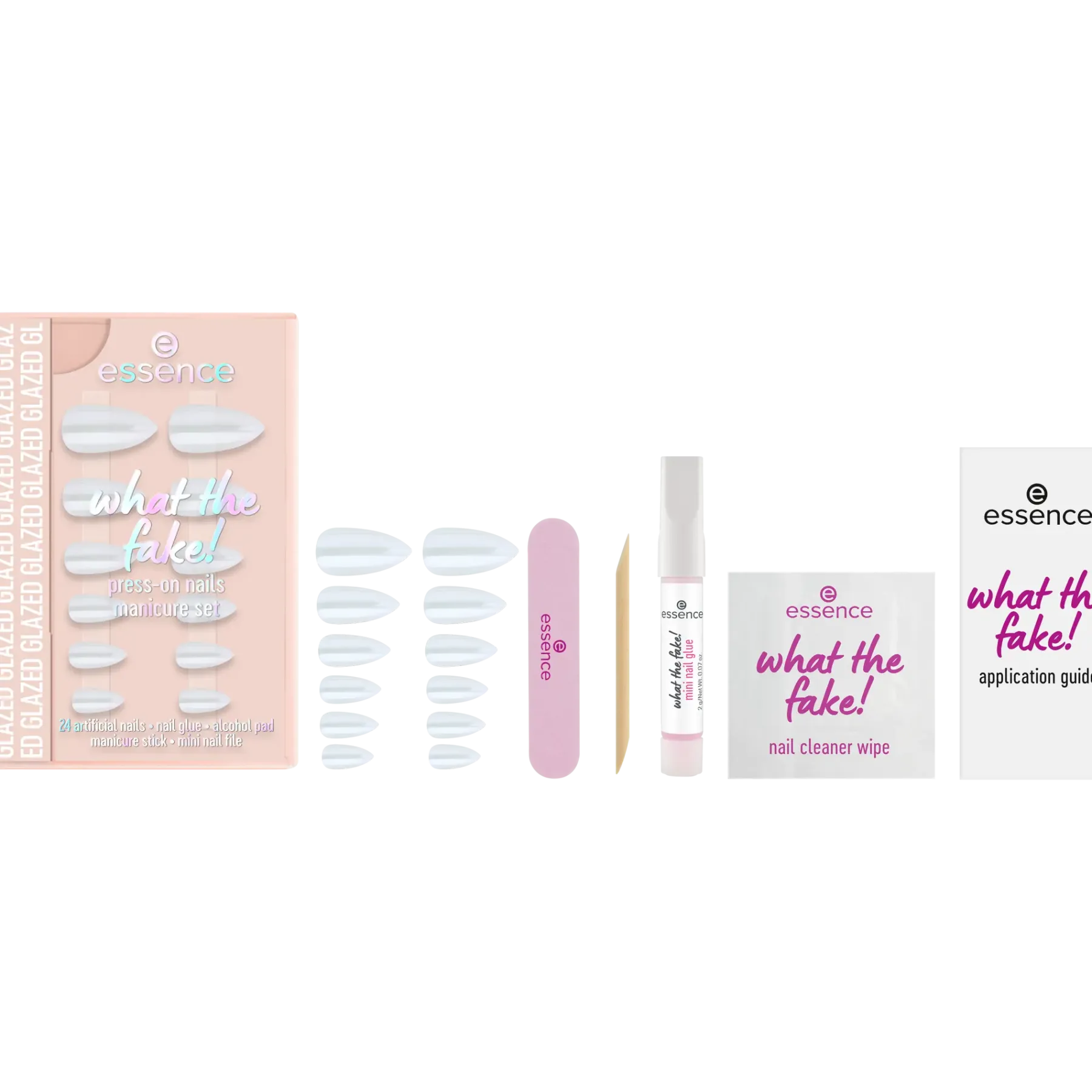 New What The Fake! Press-on Nails Manicure Set 01 Glazed Künstliche Nägel|Veganer Nagellack
