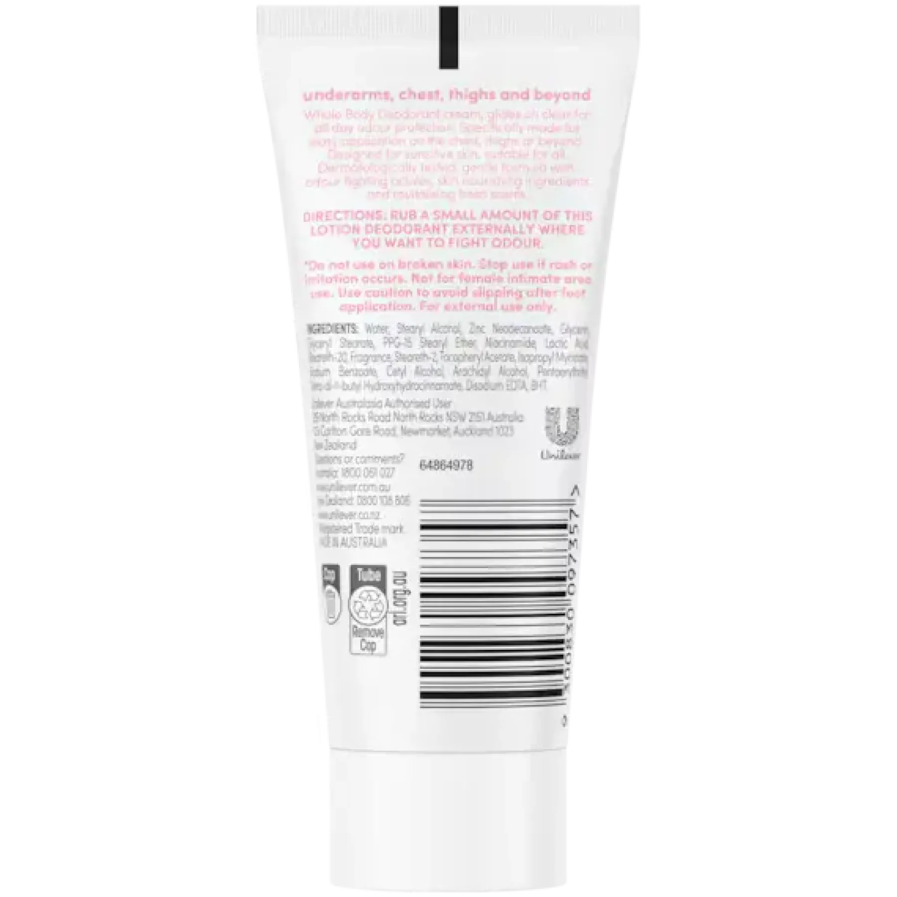 Clearance Whole Body Raspberry & Rose Deodorant Cream Vegan Pflege|Hautprobleme
