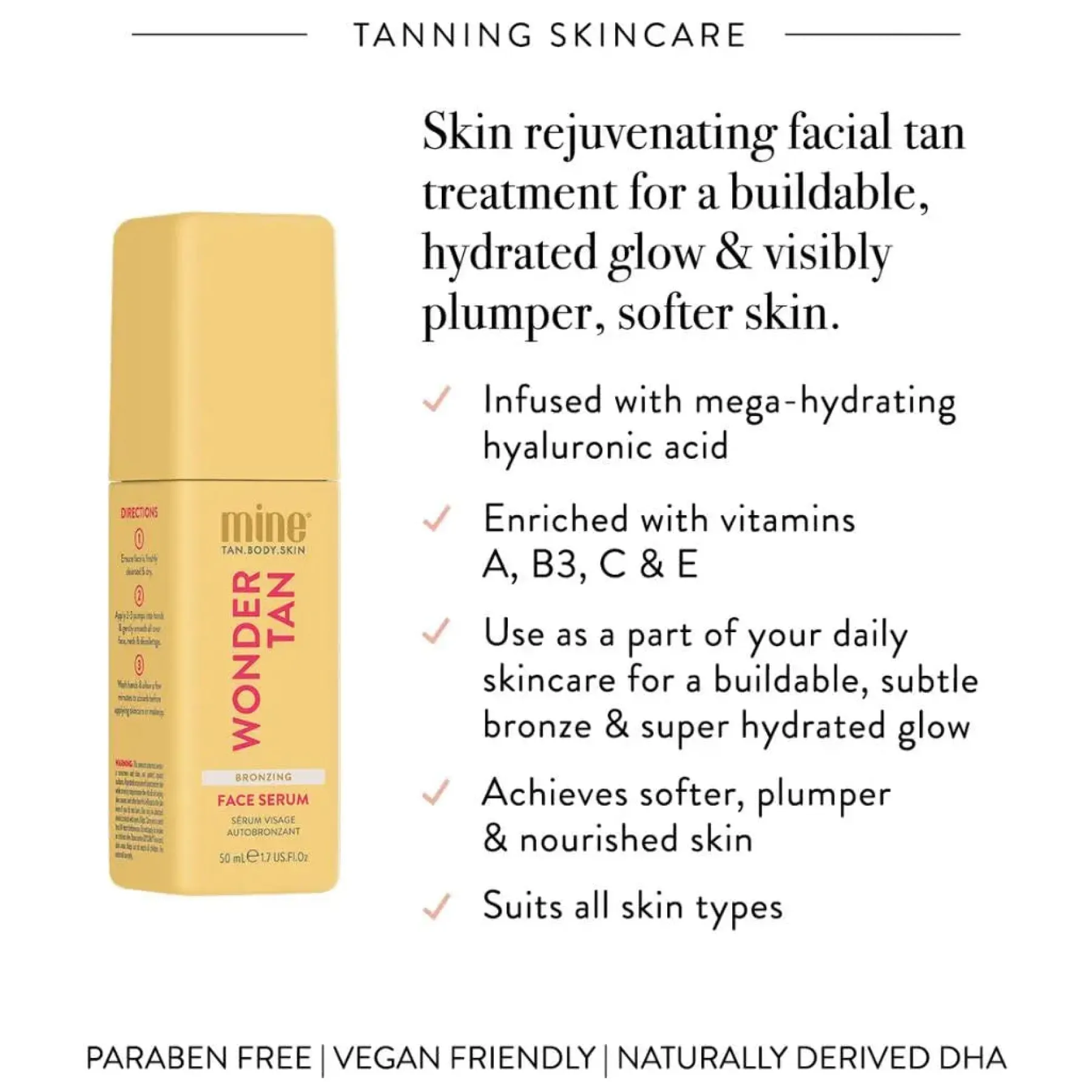 Hot Wonder Tan Bronzing Face Serum Vegan Tanning